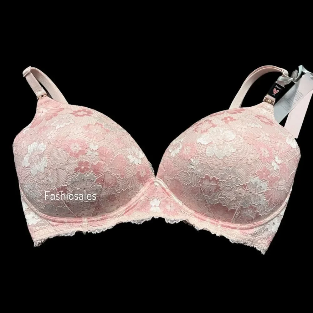 Victorias Secret Supersoft Body Maternity Nursing Wireless lace bra Pink 38D